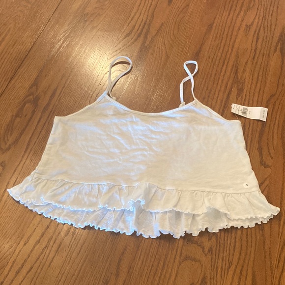 American Eagle Outfitters Tops - American Eagle Outfitters White Ruffled Cropped‎ Camisole